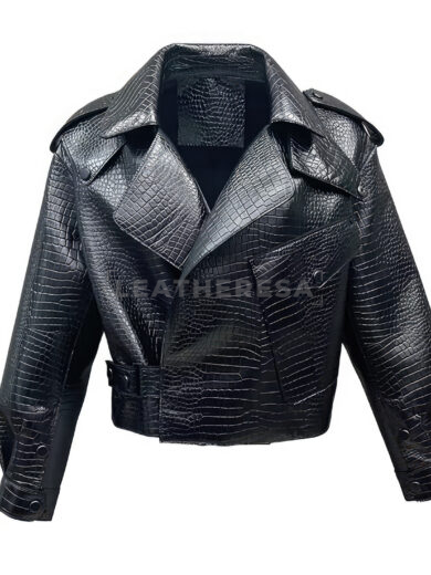 Crocodile Pattern Leather Jacket