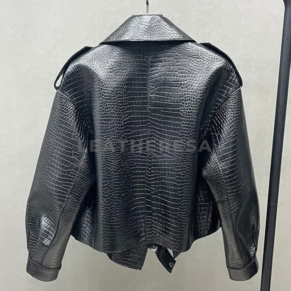 Crocodile Pattern Leather Jacket