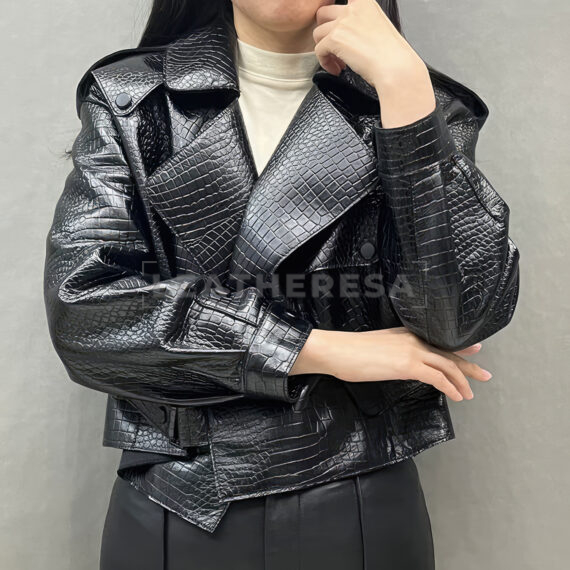 Crocodile Pattern Leather Jacket