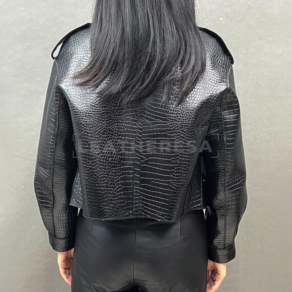 Crocodile Pattern Leather Jacket
