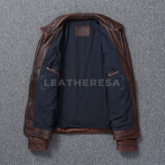 Men Retro Motorcycle Leather Jacket Brown
