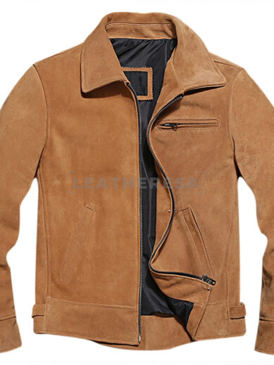 Men Trucker Vintage Brown Genuine Suede