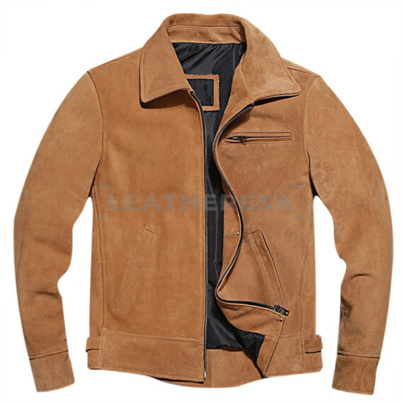 Men Trucker Vintage Brown Genuine Suede