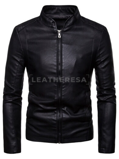 Mens Black Biker Leather Jacket