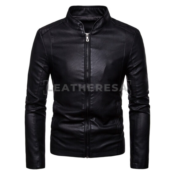Mens Black Biker Leather Jacket