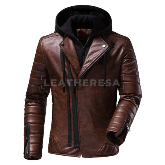 Mens Vintage Distressed Brown Biker Leather Jacket
