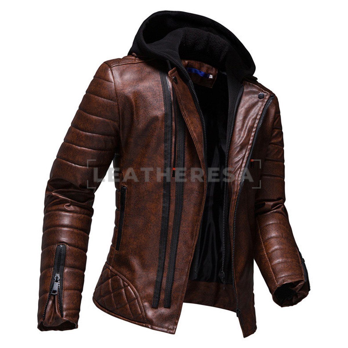Mens Vintage Distressed Brown Biker Leather Jacket
