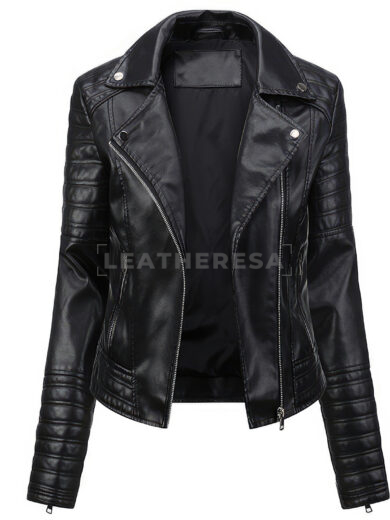 Women Black Biker Leather Jacket