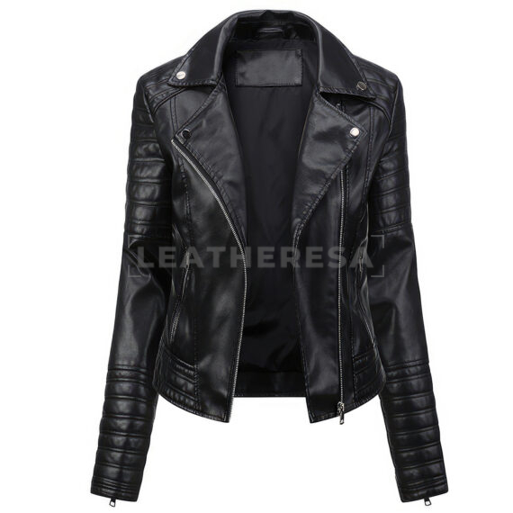 Women Black Biker Leather Jacket