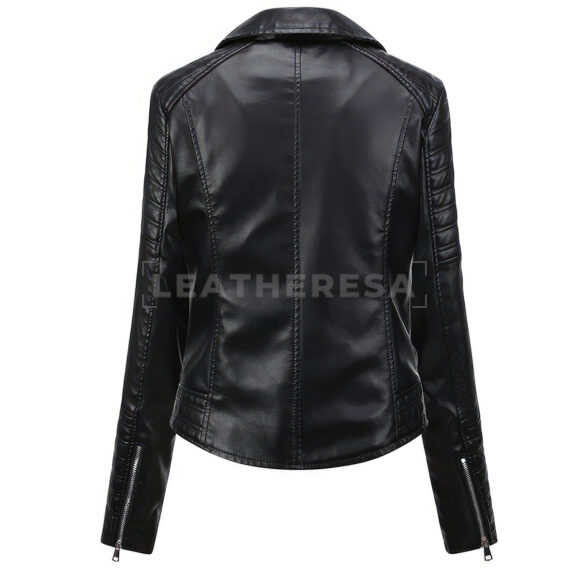Women Black Biker Leather Jacket