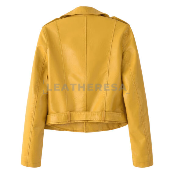 Women Mustard Biker Leather Jacket