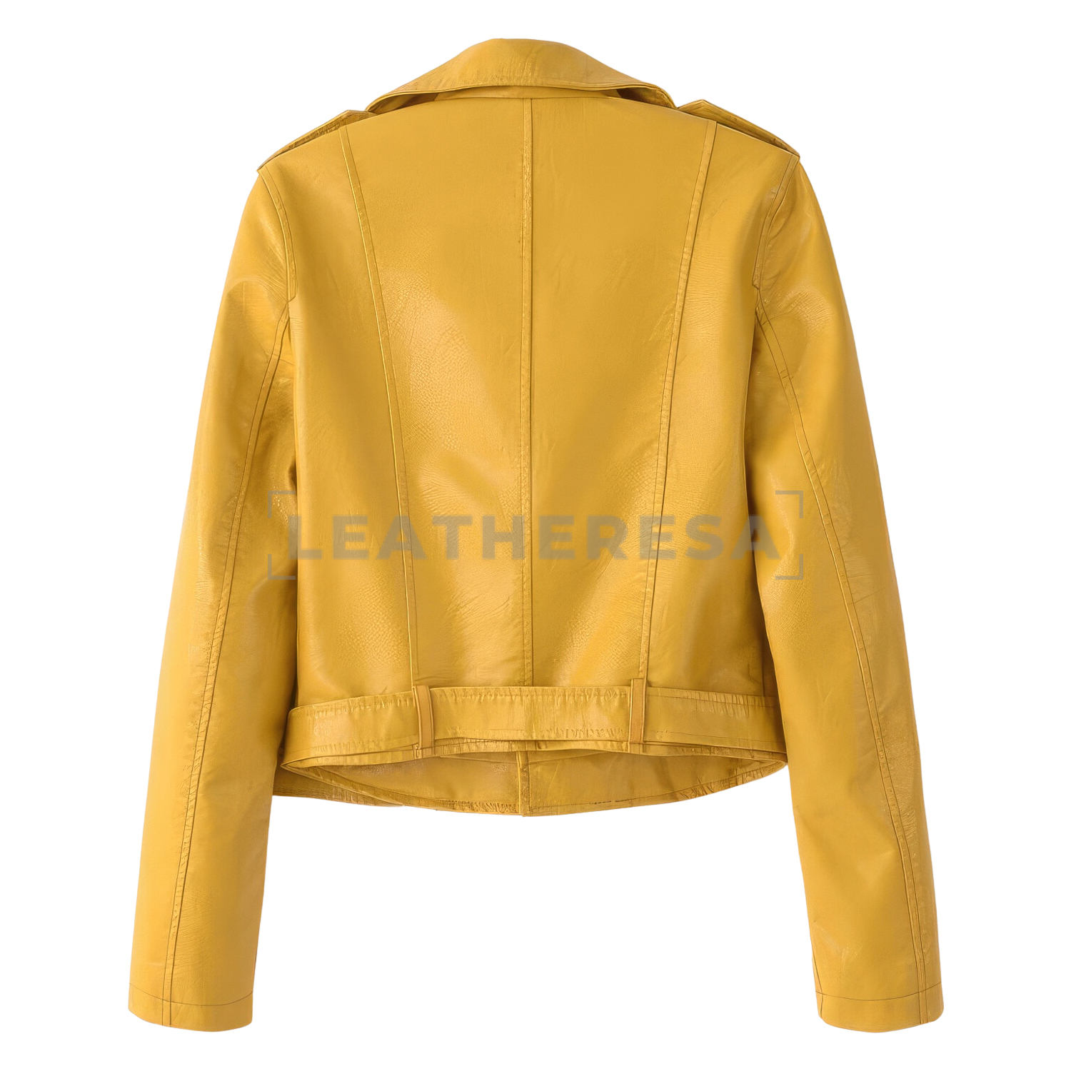 Women Mustard Biker Leather Jacket