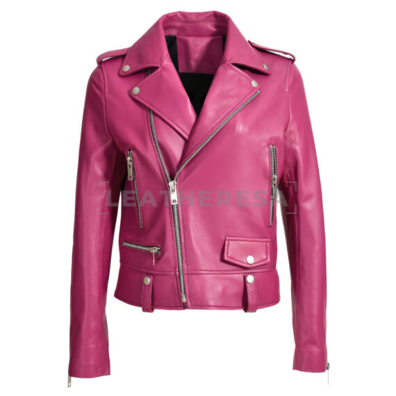 Women's Pink Leather Jacket