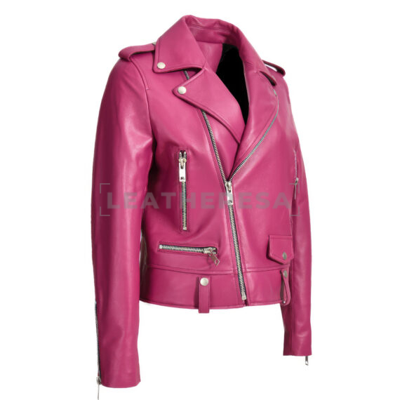Women's Pink Leather Jacket